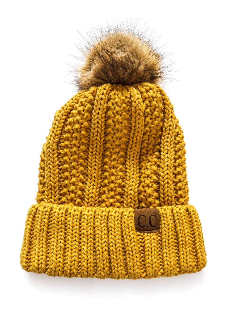 C.C Kids Golden Yellow Pom-Pom Knit Beanie